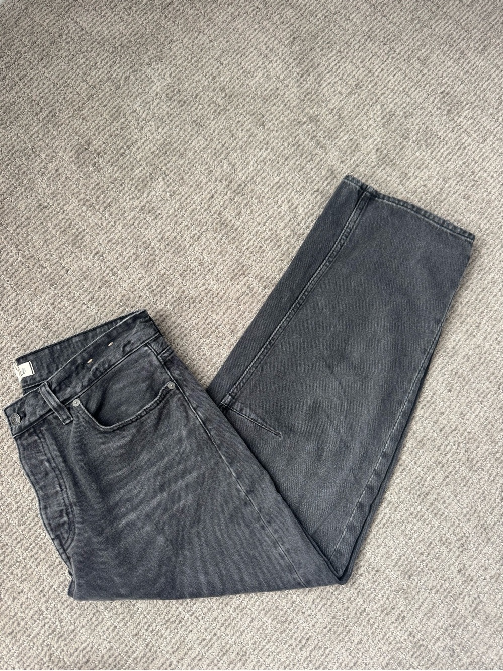 Women’s Madewell Black Washed Darted Barrel Jean, 27